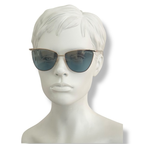 TOM FORD Veronica Cat-eye Semi Mirrored Sunglasses Gold Frame TF684 28W NEW - Picture 2 of 16